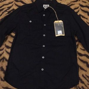 Mens Black Converse One Star Button Down Shirt. L